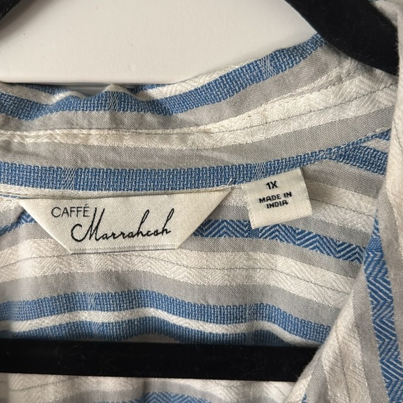 Caffe Marrakesh Button Down Shirt Blouse Womens plus Sz 1X Cotton Coastal Beach - Picture 5 of 8